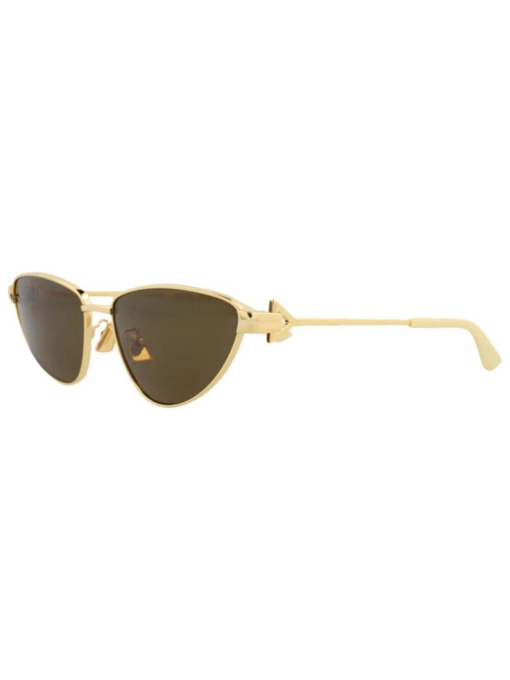 New Bottega Veneta Women's Sunglasses Cat Eye Metal Frame Gold Gold Brown